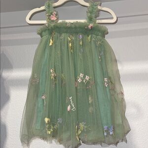 Green Floral Tulle Dress
